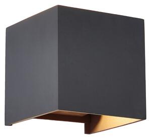 Mantra Iluminación Davos LED vanjska zidna svjetiljka, siva, kvadratna, prigušiva, aluminij, prigušiva, Crno, Aluminij, Zidna utičnica iznad/dolje