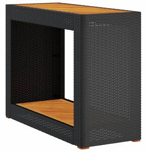 VidaXL Vrtni bočni stolić s drvenom pločom crni 100x40x75 cm poliratan