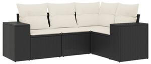VidaXL 4-dijelni set vrtnih sofa od poliratana s jastucima crni