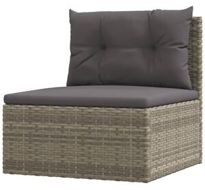VidaXL Srednja vrtna sofa od poliratana s jastucima siva