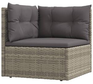 VidaXL Kutna vrtna sofa od poliratana s jastucima siva