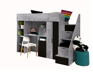 Zondo Dječji kombinirani krevet 90 cm Kesa 14 (beton + mat crna). 1085828