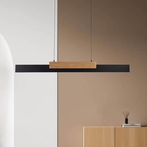 Näve Wiebke LED viseća svjetiljka, crni drveni detalj, 120,5 cm, mogućnost, prigušiva, Crno, Dnevni boravak/blagovaonica, Metal