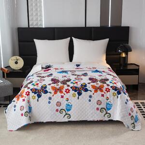 Prekrivač za krevet s uzorkom ŠARENI LEPTIR bijeli Dimenzije: 220 x 240 cm