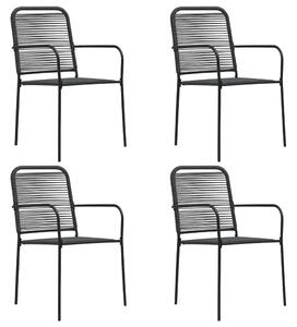 VidaXL Vrtne stolice 4 kom od pamučnog užeta i čelika crne
