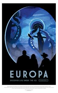 Ilustracija Europa (Retro Planet & Moon Poster) - Space Series (NASA), (26.7 x 40 cm)