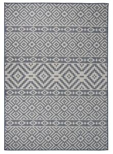 VidaXL Vanjski tepih ravnog tkanja 140 x 200 cm plave pruge
