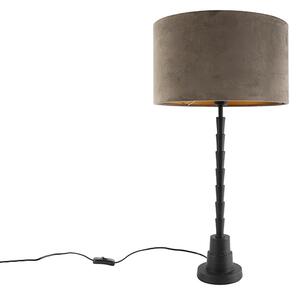 Art deco stolna lampa crna 35 cm baršunasta nijansa taupe - Pisos