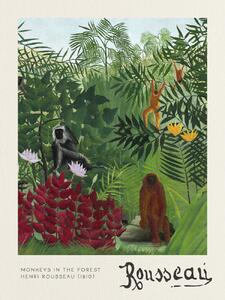Reprodukcija umjetnosti Monkeys in the Forest - Henri Rousseau, (30 x 40 cm)