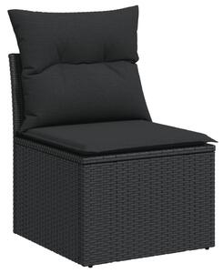 VidaXL Vrtna sofa bez naslona za ruke s jastucima crna od poliratana