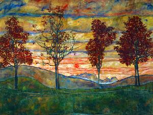 Reprodukcija umjetnosti Four Trees (Vintage Landscape) - Egon Schiele, (40 x 30 cm)