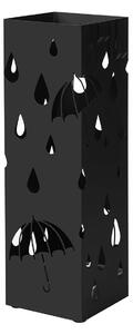 Metalni stalak za kišobrane, kvadratni stalak za kišobrane s posudom za skupljanje tekućine, 15,5 x 15,5 x 49 cm | SONGMICS