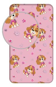 Ružičasta pamučna dječja plahta s gumom za krevet za jednu osobu 90x200 cm Paw Patrol – Jerry Fabrics