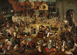 Pieter the Elder Bruegel - Reprodukcija umjetnosti Fight between Carnival and Lent, 1559, (40 x 30 cm)