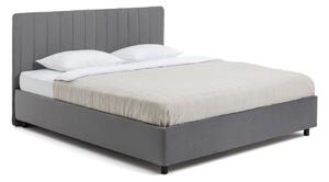 Sivi tapecirani bračni krevet s podnicom i prostorom za odlaganje 160x200 cm Myra Slim Line – Bonami Selection