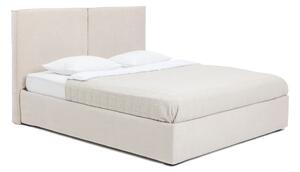 Bež tapecirani bračni krevet s podnicom i prostorom za odlaganje 160x200 cm Thessa Bold – Bonami Selection