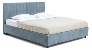 Plavi tapecirani bračni krevet s podnicom i prostorom za odlaganje 160x200 cm Myra Slim Line – Bonami Selection