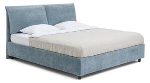 Plavi tapecirani bračni krevet s podnicom i prostorom za odlaganje 180x200 cm Myra Pillow – Bonami Selection