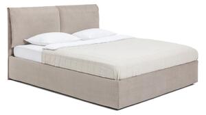 Smeđe-sivi tapecirani bračni krevet s podnicom i prostorom za odlaganje 160x200 cm Thessa Pillow – Bonami Selection