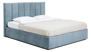 Plavi tapecirani bračni krevet s podnicom i prostorom za odlaganje 180x200 cm Thessa Bold Line – Bonami Selection