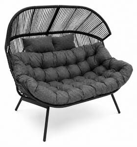 Vrtna sofa AURELO dvosjed 146 cm, crna