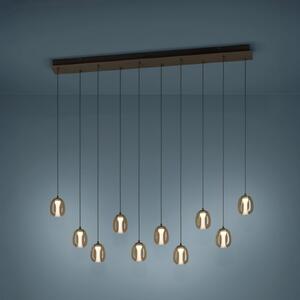 Stars of Light LED viseća svjetiljka FERRO 116 cm, 10 sijalica, bronca/smeđa, prigušiva, Smeđa / hrđa, Dnevni boravak/blagovaonica, Staklo