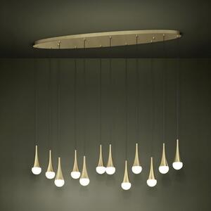 Stars of Light LED viseća svjetiljka TARANCON, mesing, 148 cm, 12 svjetala, prigušiva, Zlato / mjed, Dnevni boravak/blagovaonica, Metal