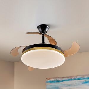 Schuller Valencia LED stropni ventilator Vento crno/zlatno/dimljeni Ø 100 cm tihi, prigušiva, Sivo, Dnevni boravak/blagovaonica, Plastika