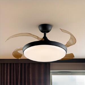 Schuller Valencia LED stropni ventilator Venturi crni/dimni DC Ø 106 cm tihi, prigušiva, Sivo, Dnevni boravak/blagovaonica, Plastika