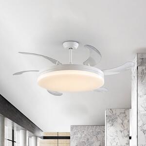 Schuller Valencia LED stropni ventilator Vento bijela/prozirna, DC Ø 150 cm tihi, prigušiva, Providna, Dnevni boravak/blagovaonica, Plastika