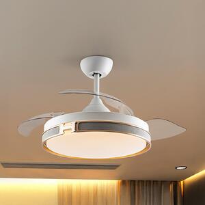 Schuller Valencia LED stropni ventilator Herón bijela/zlatna/siva/prozirna Ø106 cm tihi, prigušiva, Providna, Dnevni boravak/blagovaonica, Plastika