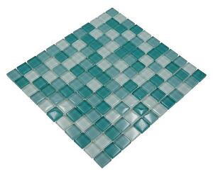 Mozaik pločica Quadrat Crystal Mix XCM 8114 (32,7 x 30,2 cm, Svjetlozelena-zelena, Sjaj)