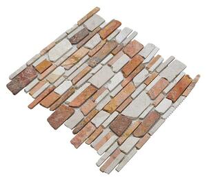 Mozaik pločica Mix MOS BRICK 225 (30,5 x 30,5 cm, Crveno-bijele boje, Mat)