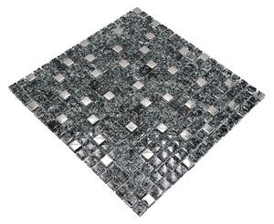 Mozaik pločica Quadrat Crystal Mix XIC 1099 (30 x 30 cm, Crne-srebrne boje, Sjaj)