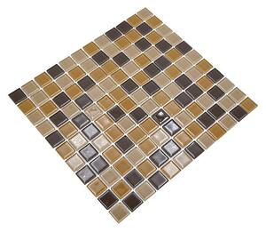Mozaik pločica Quadrat Crystal Mix CM 4555 (32,7 x 30,2 cm, Smeđa-narančasta-bež, Sjaj)