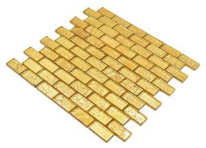 Mozaik pločica Brick Crystal Uni XCM 8GO35 (30 x 30 cm, Zlatne boje, Sjaj)