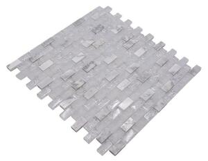 Mozaik pločica Crystal Mix XIC B1111 (30 x 28,5 cm, Bijele boje, Sjaj)
