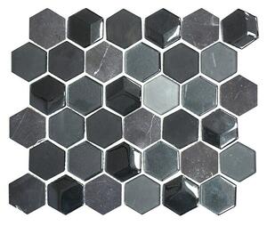Mozaik pločica Hexagon HXN 33 (26 x 30 cm, Crne boje, Mat)