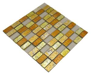 Mozaik pločica Rechteck Crystal Mix XCM CRS4 (30 x 30 cm, Zlatne boje, Sjaj)