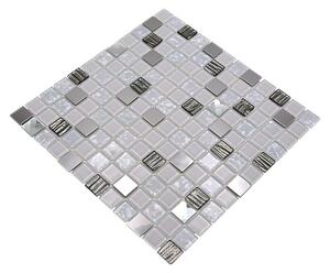 Mozaik pločica Quadrat Crystal Mix CM 424 (30 x 30 cm, Bijelo-srebrne boje, Sjaj)