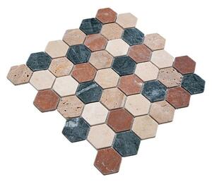 Mozaik pločica Hexagon Mix MOS HXN RND (29,8 x 30,5 cm, Krem-bež-crvena-zelena, Mat)
