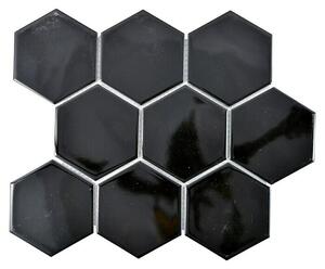 Mozaik pločica Hexagon Uni HX 110 (25,6 x 29,55 cm, Crne boje, Sjaj)