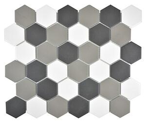 Mozaik pločica Hexagon Mix CU HX150 (32,5 x 28,1 cm, Bijelo-crno-sive boje, Mat)