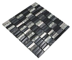 Mozaik pločica Rechteck Crystal Mix XCM SM88 (29,8 x 30,4 cm, Sivo-crne boje, Sjaj)