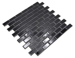 Mozaik pločica Brick Uni CBR 4BG (29,8 x 29,8 cm, Crne boje, Sjaj)