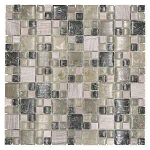 Mozaik pločica Crystal Mix XIC K1452 (30,5 x 30,5 cm, Sivo-zelene boje, Sjaj)