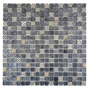 Mozaik pločica Quadrat Crystal Mix XCM ZEUS (30 x 30 cm, Crna-siva-bijela, Sjaj)