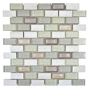 Mozaik pločica Crystal Mix ICE BR11 (30 x 30 cm, Bijele boje, Sjaj)