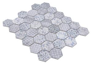 Mozaik pločica Hexagon HX CURIO A (32,5 x 28,1 cm, Plave boje, Mat)