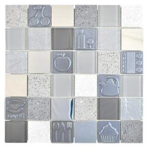 Mozaik pločica Quadrat Crystal XCM 8RK39 (30 x 30 cm, Siva-plava-bijela, Sjaj)